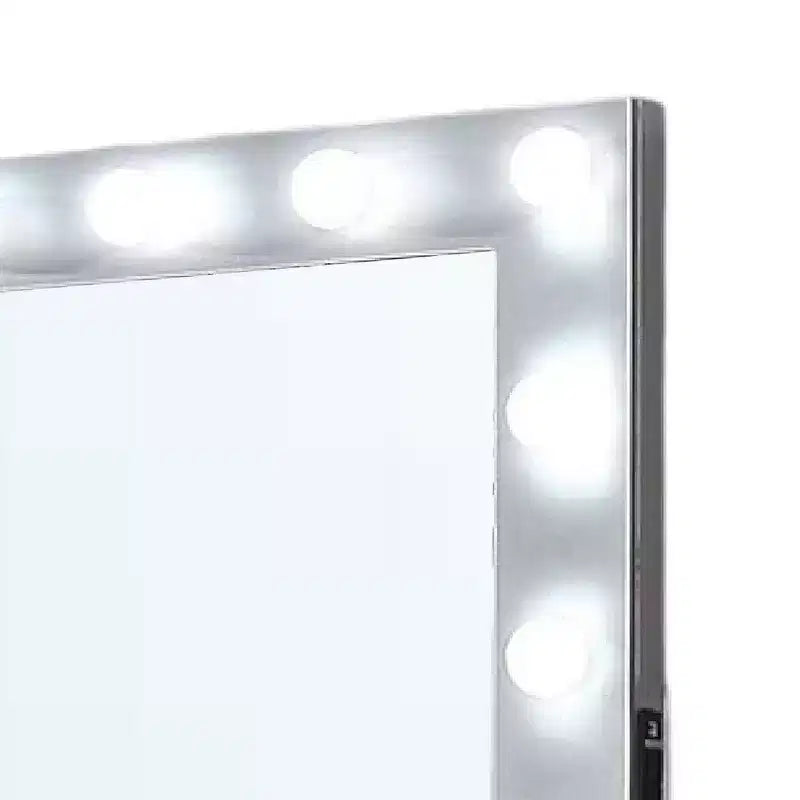 Miroir de commode Royal Hampton avec ampoules, USB et alimentation, argent glamour 44 pouces