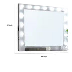 Miroir de commode Royal Hampton avec ampoules, USB et alimentation, argent glamour 44 pouces