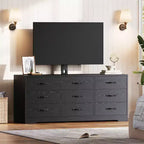 Wood TV Stand with Mount for TVs Up to 85, Entertainment Center with 9 Drawers, Adjustable Height Media Console