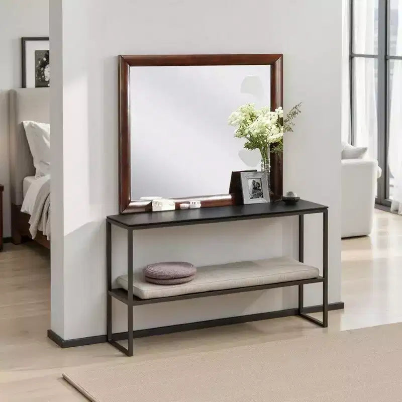 Miroir de coiffeuse Royal Hampton, 40 pouces, bois massif merisier foncé