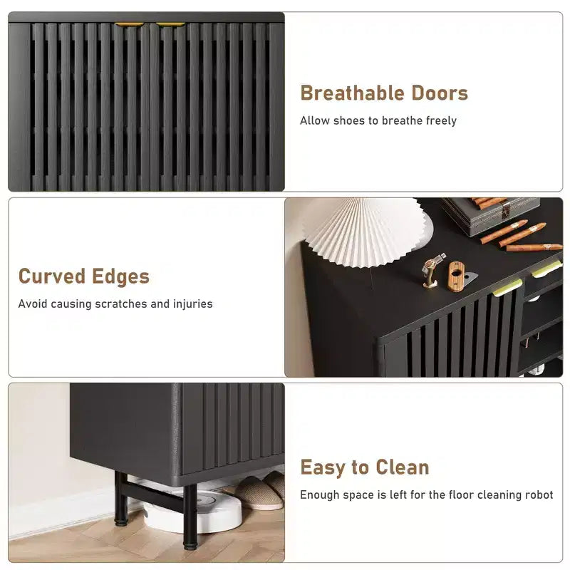 Meuble de rangement pour chaussures d'entrée, organiseur de chaussures en bois à 6 niveaux, armoire de rangement autoportante de 109 cm de haut pour couloir, salon, bureau