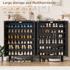 Meuble de rangement pour chaussures d'entrée, organiseur de chaussures en bois à 6 niveaux, armoire de rangement autoportante de 109 cm de haut pour couloir, salon, bureau