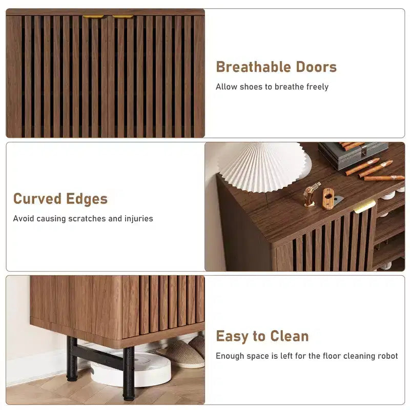 Meuble de rangement pour chaussures d'entrée, organiseur de chaussures en bois à 6 niveaux, armoire de rangement autoportante de 109 cm de haut pour couloir, salon, bureau