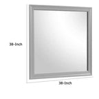 Miroir de commode Royal Hampton, cadre carré de 38 pouces, bois massif gris style ferme