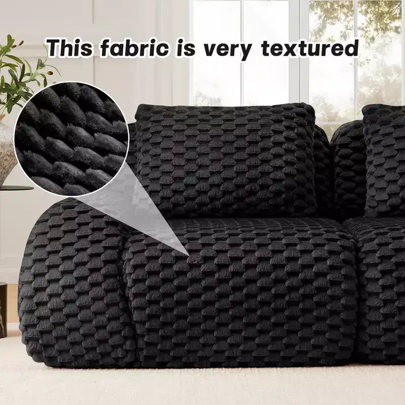 114 Canapé d'angle modulable en flanelle, 3 places, assise profonde, boucle, aucun assemblage requis, noir
