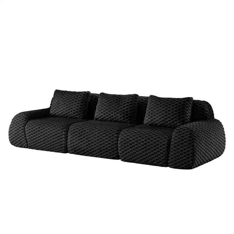 114 Canapé d'angle modulable en flanelle, 3 places, assise profonde, boucle, aucun assemblage requis, noir