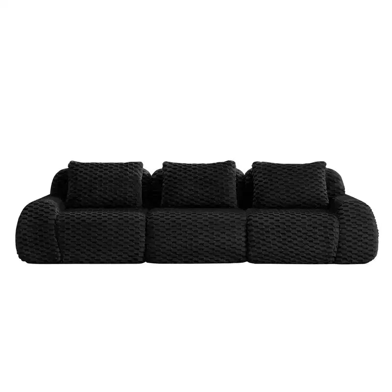 114 Canapé d'angle modulable en flanelle, 3 places, assise profonde, boucle, aucun assemblage requis, noir