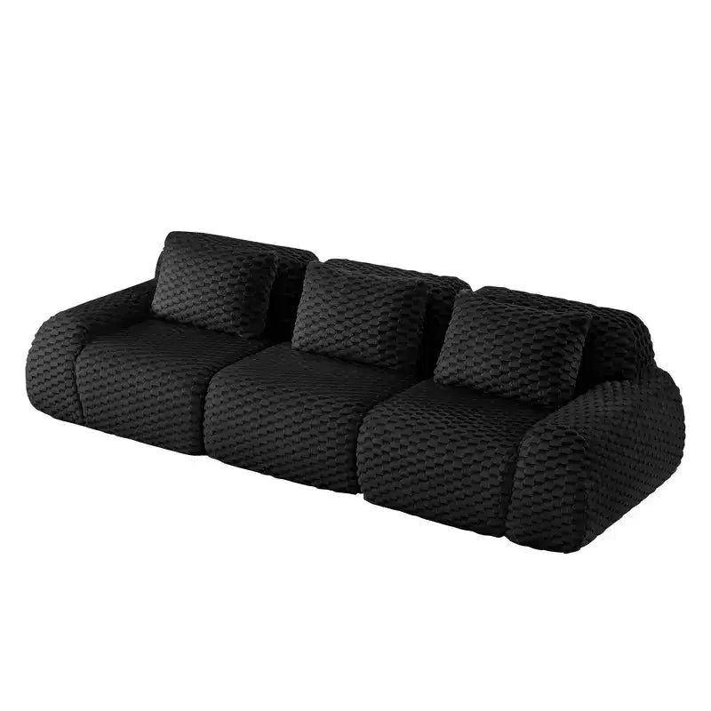 114 Canapé d'angle modulable en flanelle, 3 places, assise profonde, boucle, aucun assemblage requis, noir