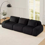 114 Canapé d'angle modulable en flanelle, 3 places, assise profonde, boucle, aucun assemblage requis, noir