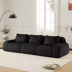114 Canapé d'angle modulable en flanelle, 3 places, assise profonde, boucle, aucun assemblage requis, noir