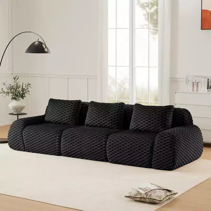 114 Canapé d'angle modulable en flanelle, 3 places, assise profonde, boucle, aucun assemblage requis, noir