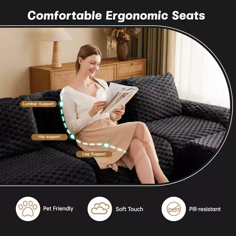 114 Canapé d'angle modulable en flanelle, 3 places, assise profonde, boucle, aucun assemblage requis, noir