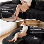 114 Canapé d'angle modulable en flanelle, 3 places, assise profonde, boucle, aucun assemblage requis, noir