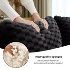 114 Canapé d'angle modulable en flanelle, 3 places, assise profonde, boucle, aucun assemblage requis, noir