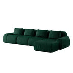 Canapé modulable en L 146 cm flanelle 4 places avec pouf boucle sans assemblage vert