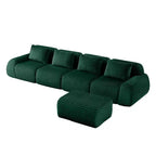 Canapé modulable en L 146 cm flanelle 4 places avec pouf boucle sans assemblage vert