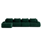 Canapé modulable en L 146 cm flanelle 4 places avec pouf boucle sans assemblage vert