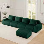 Canapé modulable en L 146 cm flanelle 4 places avec pouf boucle sans assemblage vert
