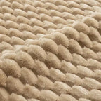 Canapé modulable en U 114 en flanelle, 3 places, pouf à boucle, aucun assemblage requis, camel clair