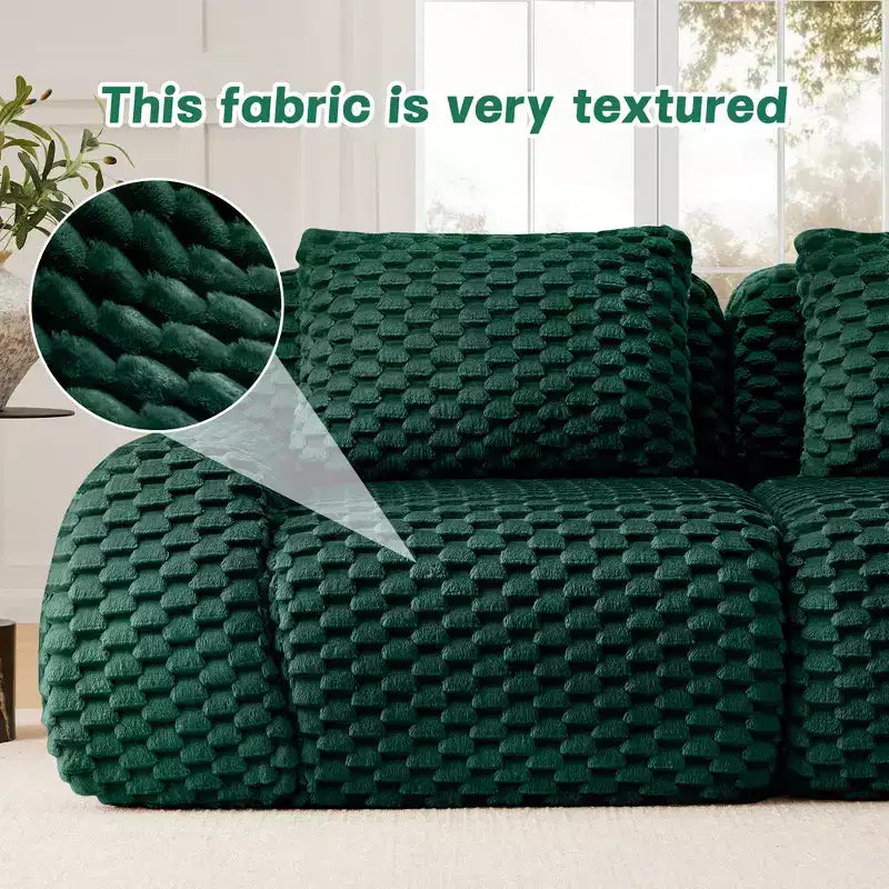 Canapé sectionnel modulaire 146 Flannelette 4 places Siège profond Boucle Aucun assemblage Vert