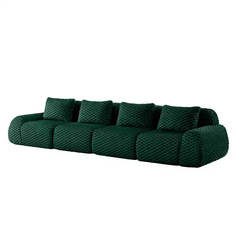 Canapé sectionnel modulaire 146 Flannelette 4 places Siège profond Boucle Aucun assemblage Vert