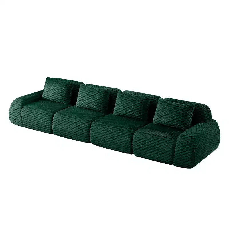 Canapé sectionnel modulaire 146 Flannelette 4 places Siège profond Boucle Aucun assemblage Vert