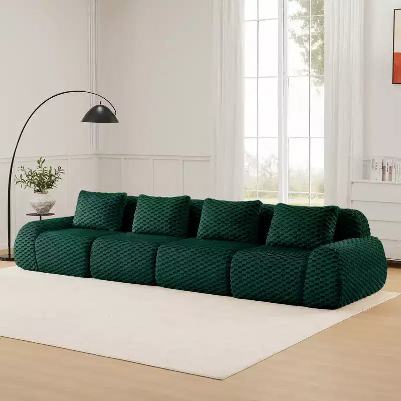 Canapé sectionnel modulaire 146 Flannelette 4 places Siège profond Boucle Aucun assemblage Vert