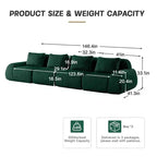 Canapé sectionnel modulaire 146 Flannelette 4 places Siège profond Boucle Aucun assemblage Vert