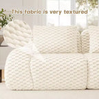 146 Canapé modulaire sectionnel en flanelle 4 places Assise profonde Boucle Pas d'assemblage Crème