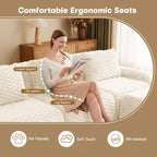 146 Canapé modulaire sectionnel en flanelle 4 places Assise profonde Boucle Pas d'assemblage Crème