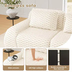 146 Canapé modulaire sectionnel en flanelle 4 places Assise profonde Boucle Pas d'assemblage Crème