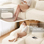 146 Canapé modulaire sectionnel en flanelle 4 places Assise profonde Boucle Pas d'assemblage Crème