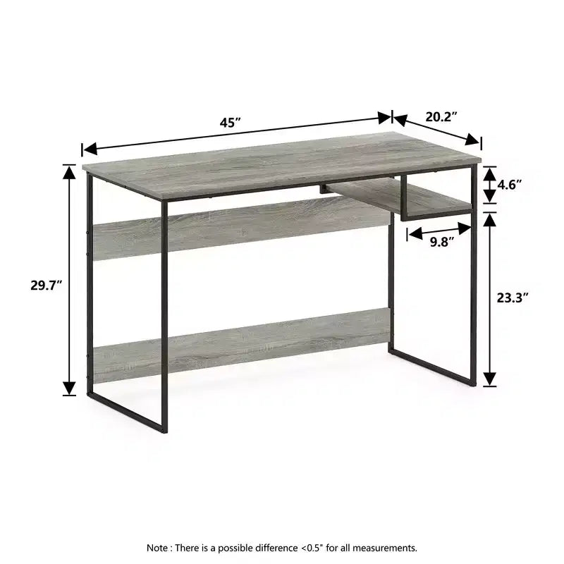 HOMLUX 45 Bureau informatique avec cadre en métal, table d'étude, poste de travail de bureau à domicile avec compartiment de rangement
