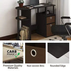 HOMLUX Bureau Informatique Simple avec Étagère Latérale et 2 Bacs de Rangement