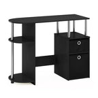 HOMLUX Bureau Informatique Simple avec Étagère Latérale et 2 Bacs de Rangement