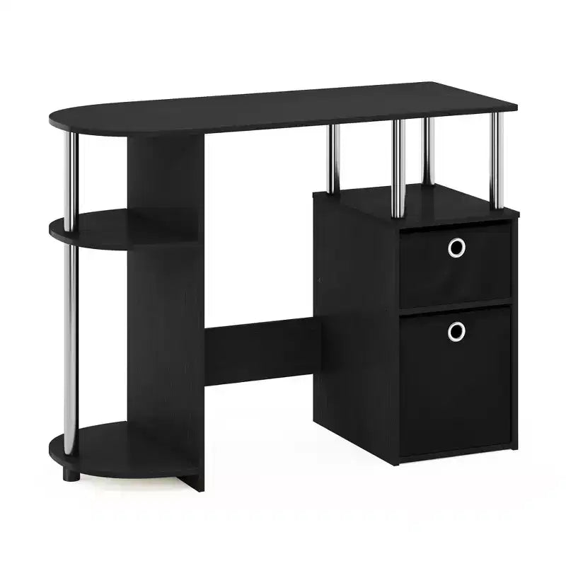 HOMLUX Bureau Informatique Simple avec Étagère Latérale et 2 Bacs de Rangement