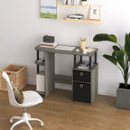 HOMLUX Bureau Informatique Simple avec Étagère Latérale et 2 Bacs de Rangement