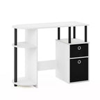 HOMLUX Bureau Informatique Simple avec Étagère Latérale et 2 Bacs de Rangement