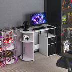 HOMLUX Bureau Informatique Simple avec Étagère Latérale et 2 Bacs de Rangement