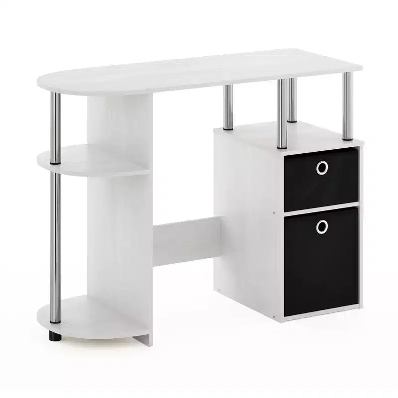 HOMLUX Bureau Informatique Simple avec Étagère Latérale et 2 Bacs de Rangement