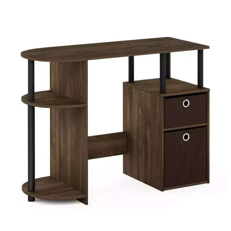 HOMLUX Bureau Informatique Simple avec Étagère Latérale et 2 Bacs de Rangement