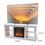 Meuble TV de cheminée miroir diamant de 56 po pouvant accueillir un téléviseur jusqu'à 70 po avec cheminée de 18 po
