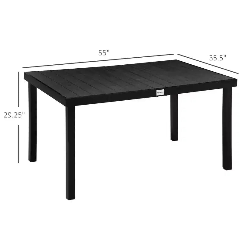 Table à manger d'extérieur pour 6 personnes, table de patio rectangulaire, pieds en métal aluminium pour jardin, pelouse, patio