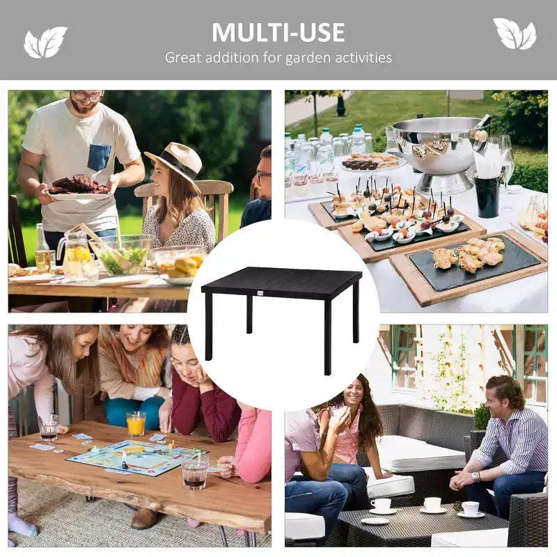 Table à manger d'extérieur pour 6 personnes, table de patio rectangulaire, pieds en métal aluminium pour jardin, pelouse, patio