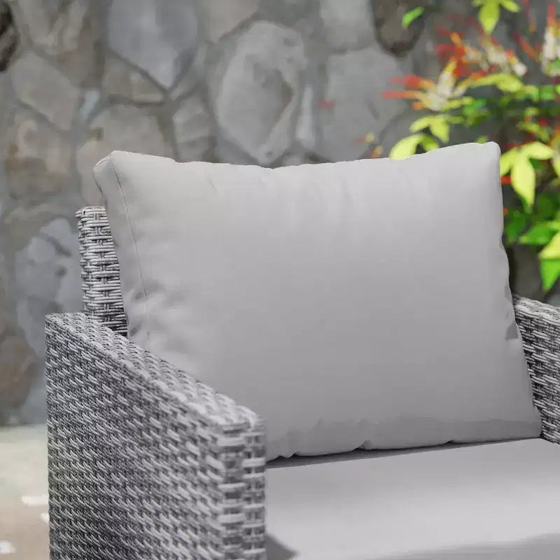 Ensemble de mobilier de jardin 3 pièces, salon de bistrot en osier avec coussins, chaises en rotin, table basse en verre pour jardin, véranda, balcon