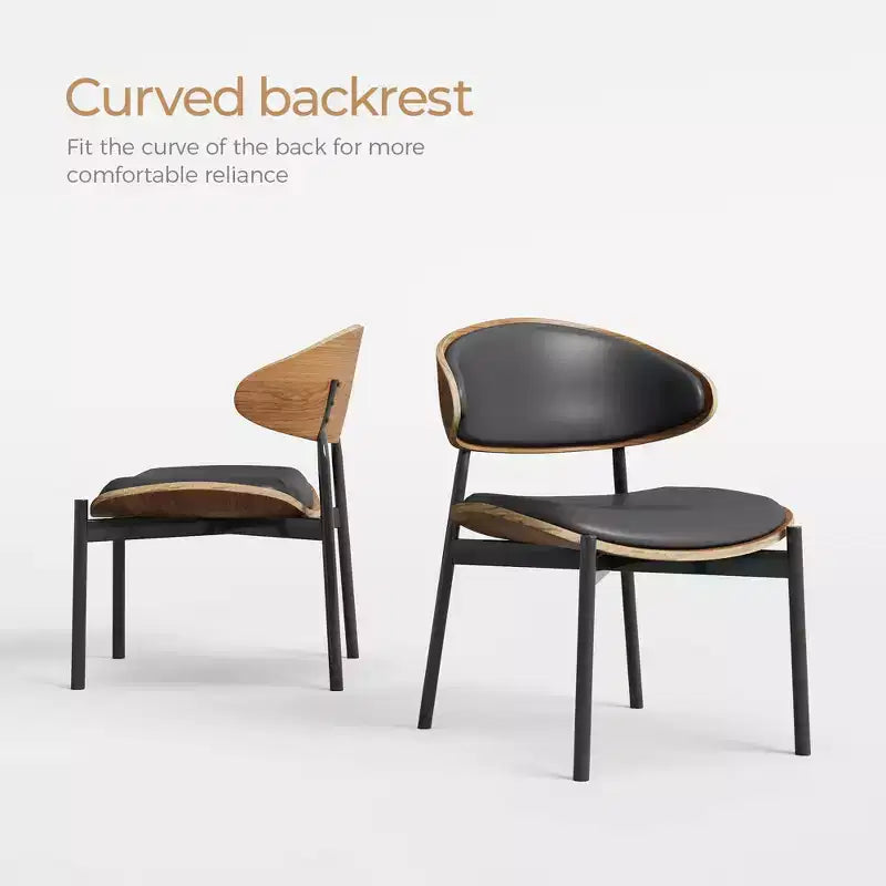 Luck Live Modern Lot de 2 chaises de salle à manger contemporaines avec structure en métal, assise et dossier rembourrés