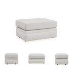 Pouf Maitelynn par Signature Design by Ashley, repose-pieds rembourré blanc craie au design moderne et coussiné