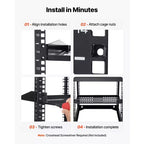 Étagère de rack de serveur 1U VEVOR, 4 PCS, capacité de charge max. 22,7 kg, console ventilée, montage mural ou en rack avec plateau, profondeur 25,4 cm, noir