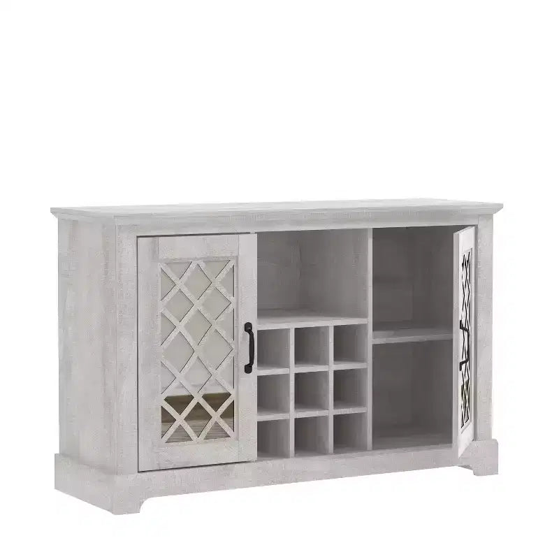 Meuble Galano à 2 portes avec rangement pour bouteilles et portes à découpes 45,7 L 15,7 P 29,3 H