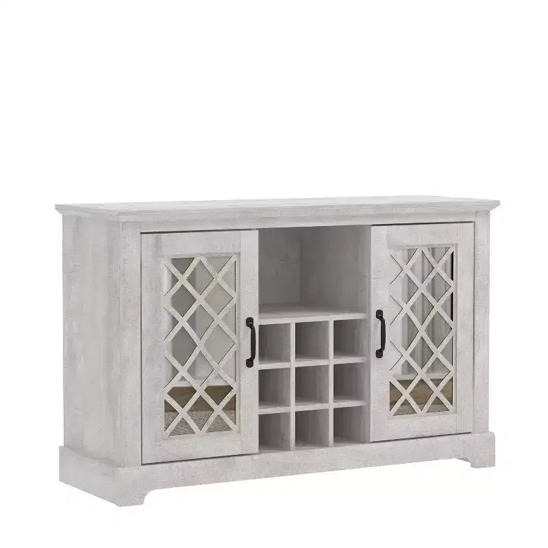 Meuble Galano à 2 portes avec rangement pour bouteilles et portes à découpes 45,7 L 15,7 P 29,3 H